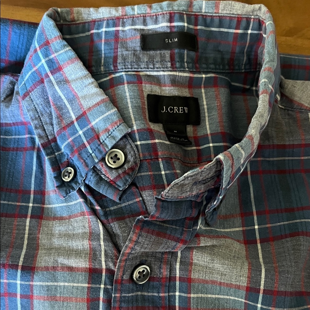 J. Crew Red and Blue Plaid Button-Down Shirt